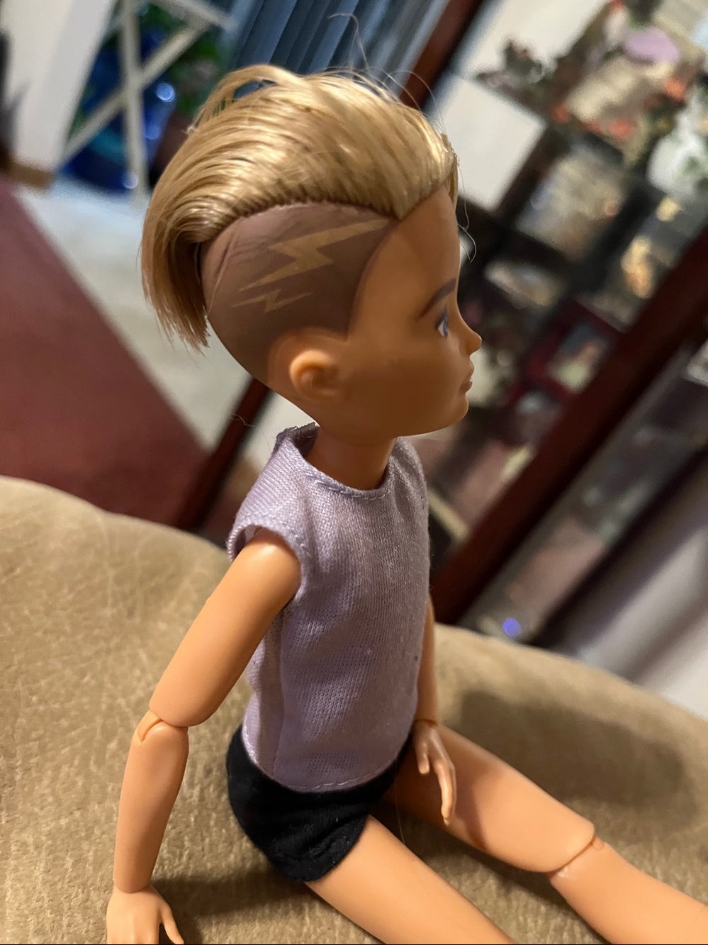 Fashion Doll in Lavender Tank and Black Shorts - Picture 3 of 8